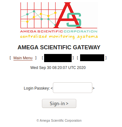 Amega Log In Page