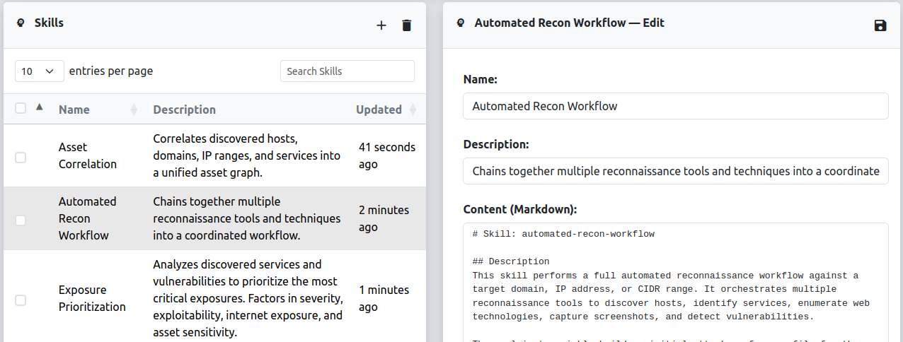 Reverge AI Skills panel